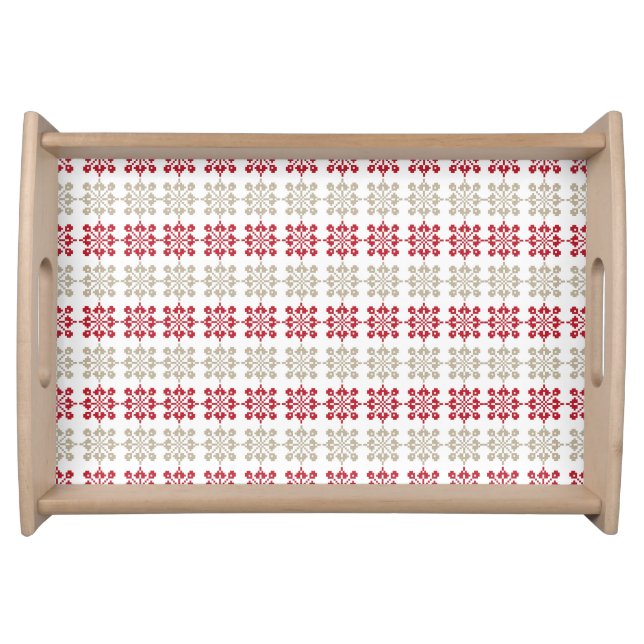 Traditional Latvian SUN sign geometric pattern VI Serving Tray (Front)