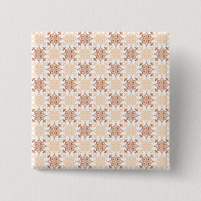 Traditional Latvian SUN sign geometric pattern VII Button (Front)