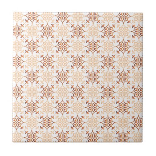 Traditional Latvian SUN sign geometric pattern VII Ceramic Tile