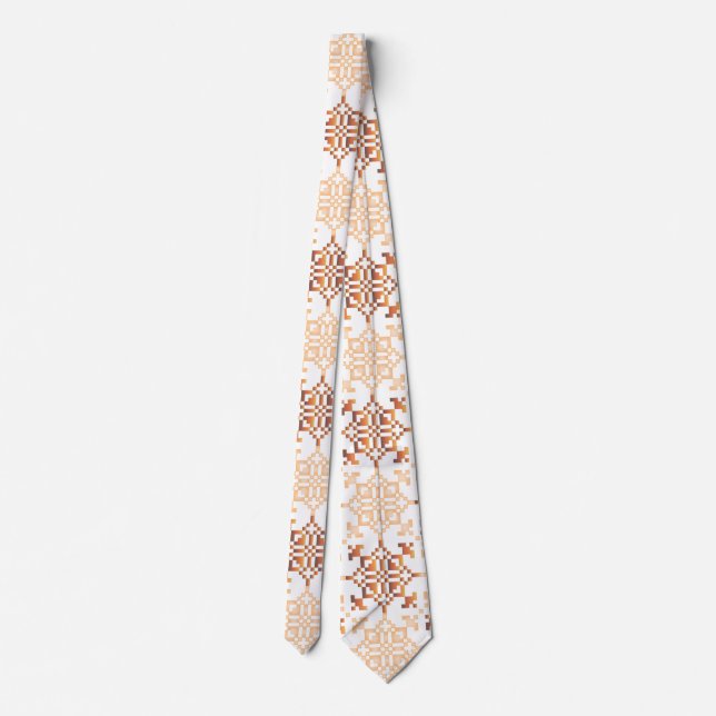 Traditional Latvian SUN sign geometric pattern VII Neck Tie (Back)