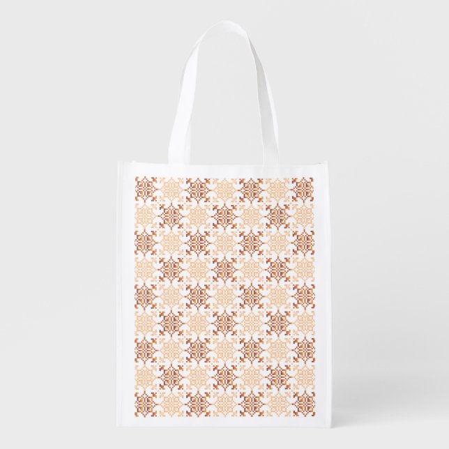 Traditional Latvian SUN sign geometric pattern VII Reusable Grocery Bag (Front)