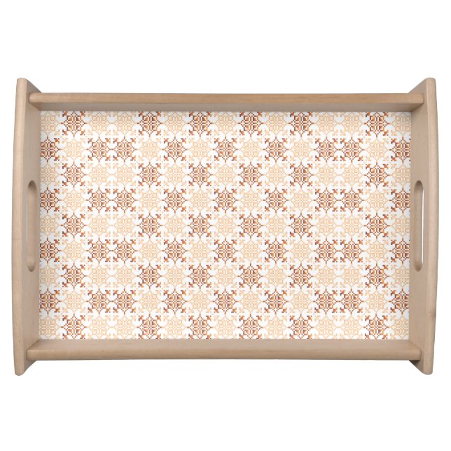 Traditional Latvian SUN sign geometric pattern VII Serving Tray (Front)
