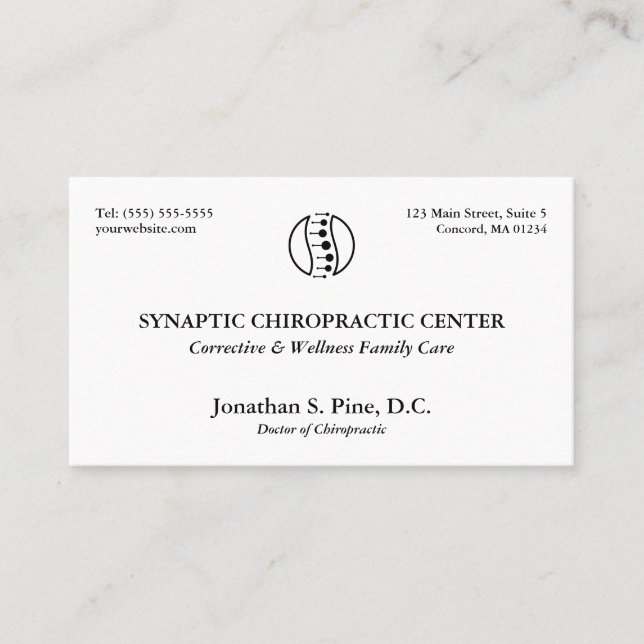 Traditional Layout Logo Chiropractic Business Card (Front)