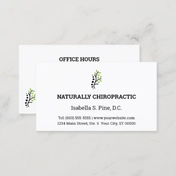 Traditional Layout With Office Hours Chiropractic Business Card by chiropracticbydesign at Zazzle