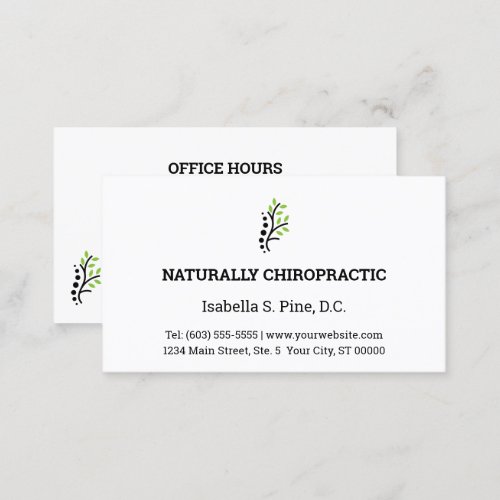 Traditional Layout with Office Hours Chiropractic Business Card