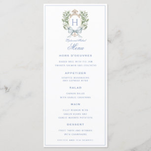 Traditional Leaf Crest w/ Bow Monogram Wedding Menu