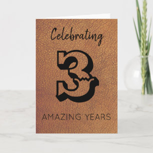 Traditional Leather 3rd Anniversary Card