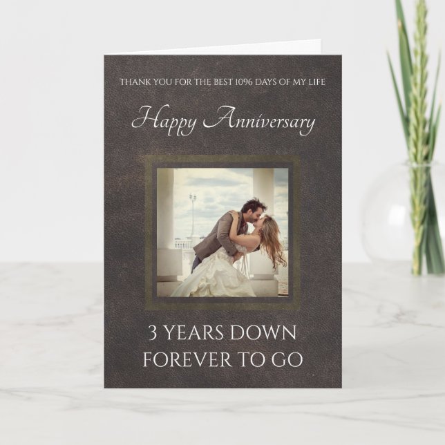 Traditional Leather Look 3rd Anniversary Card (Front)