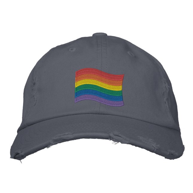 Traditional LGBTQ+ Pride Flag Embroidered Baseball Cap (Front)