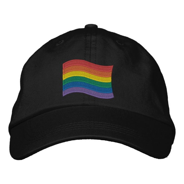 Traditional LGBTQ+ Pride Flag Embroidered Baseball Cap (Front)