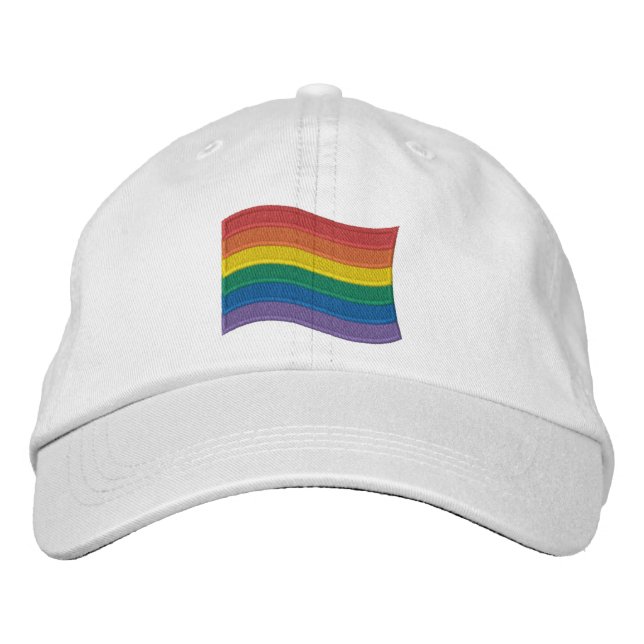 Traditional LGBTQ+ Pride Flag Embroidered Baseball Cap (Front)