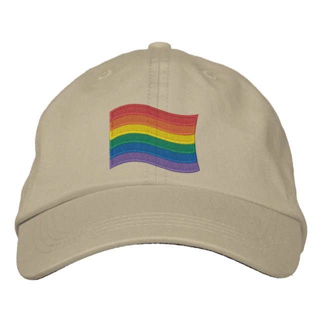 Traditional LGBTQ+ Pride Flag Embroidered Baseball Cap (Front)