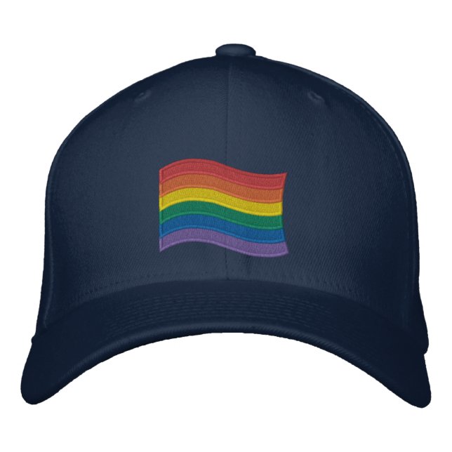 Traditional LGBTQ+ Pride Flag Embroidered Baseball Cap (Front)