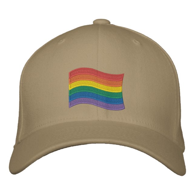 Traditional LGBTQ+ Pride Flag Embroidered Baseball Cap (Front)