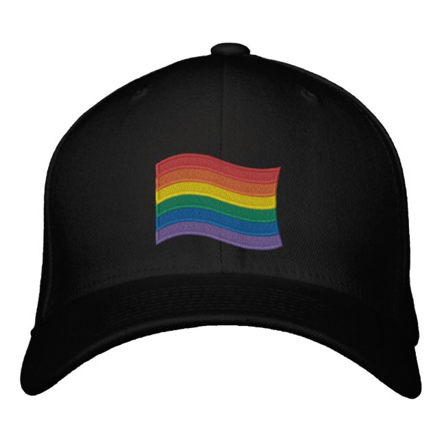 Traditional LGBTQ+ Pride Flag Embroidered Baseball Cap (Front)