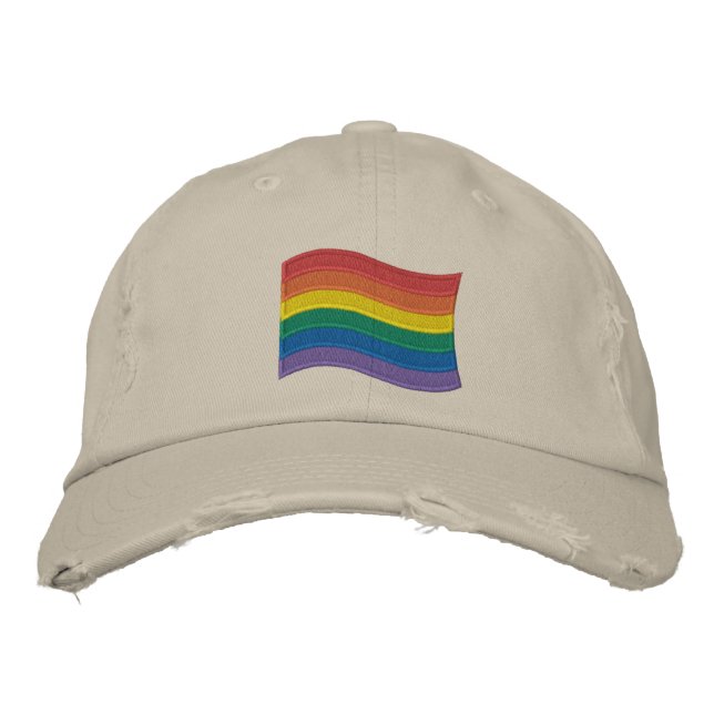 Traditional LGBTQ+ Pride Flag Embroidered Baseball Cap (Front)