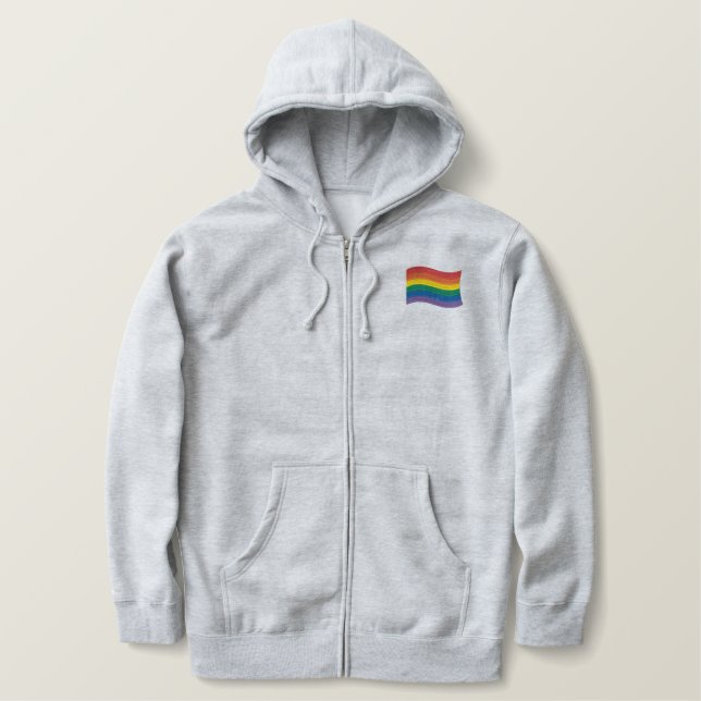 Traditional LGBTQ+ Pride Flag Embroidered Hoodie (Design Front)