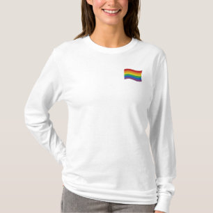 Traditional LGBTQ+ Pride Flag Embroidered Long Sle Embroidered Long Sleeve T-Shirt