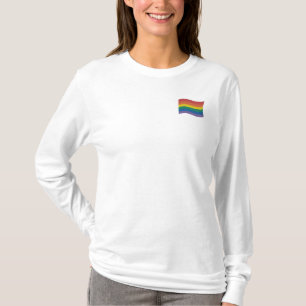 Traditional LGBTQ+ Pride Flag Embroidered Long Sle Sleeve T-Shirt