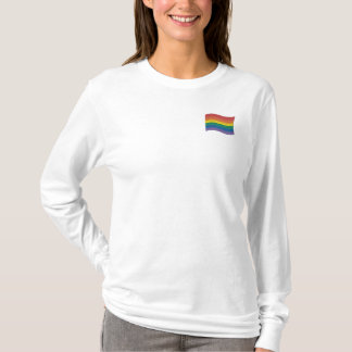 Traditional LGBTQ+ Pride Flag Embroidered Long Sle Sleeve T-Shirt