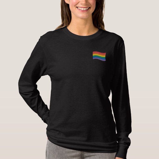 Traditional LGBTQ+ Pride Flag Embroidered Long Sleeve T-Shirt (Front)