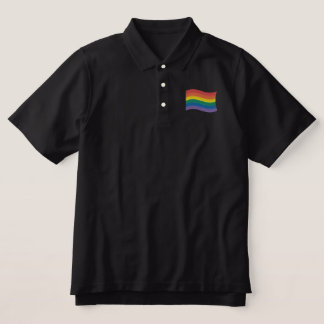 Traditional LGBTQ+ Pride Flag Embroidered Polo Shi