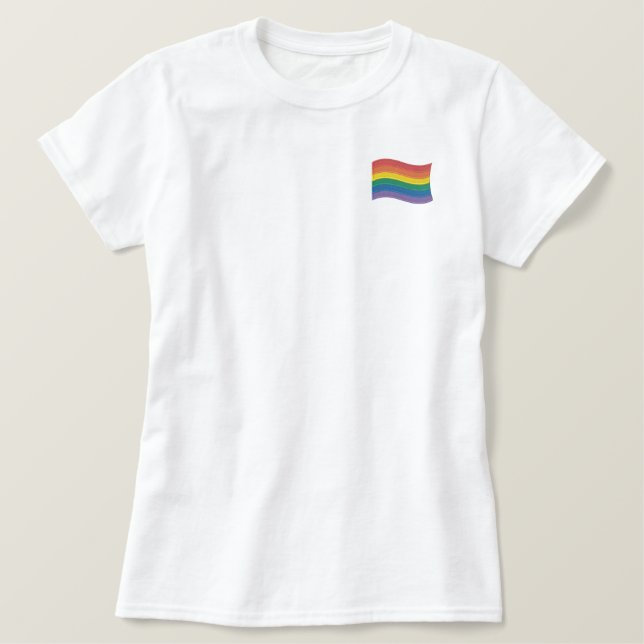 Traditional LGBTQ+ Pride Flag Embroidered Shirt (Design Front)