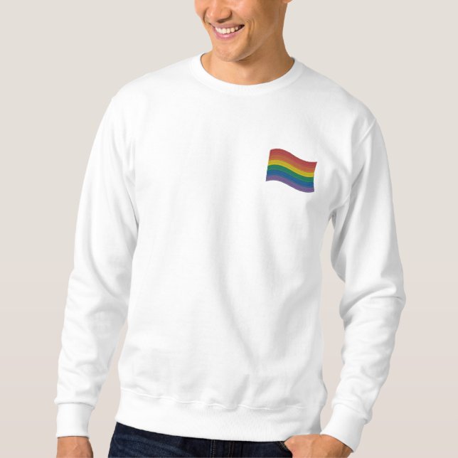 Traditional LGBTQ+ Pride Flag Embroidered Sweatshi Embroidered Sweatshirt (Front)