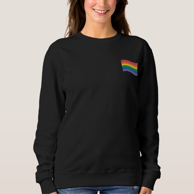 Traditional LGBTQ+ Pride Flag Embroidered Sweatshirt (Front)