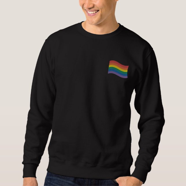 Traditional LGBTQ+ Pride Flag Embroidered Sweatshirt (Front)