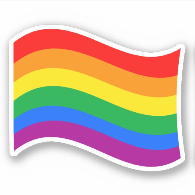 Traditional LGBTQ+ Pride Flag Wavy Sticker (Front)