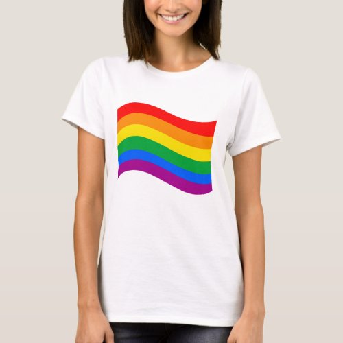 Traditional LGBTQ Pride Flag Wavy T_Shirt