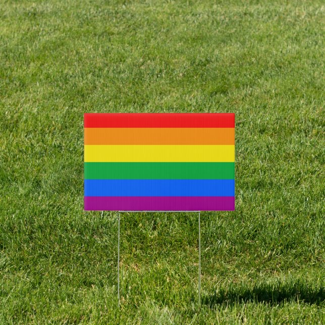 Traditional LGBTQIA+ Pride Flag Sign (Insitu)