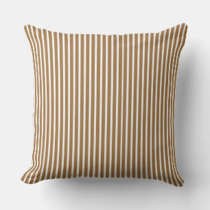 Traditional Light Brown + White Stripe  Throw Pillow