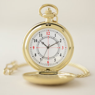 Traditional Lines with Large Numbers Pocket Watch