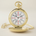 Traditional Lines with Large Numbers Pocket Watch<br><div class="desc">A watch with traditional lines, large numbers, and red 15 minute guides.</div>