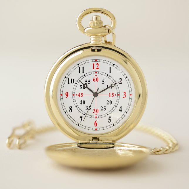 Traditional Lines with Large Numbers Pocket Watch (Inside)