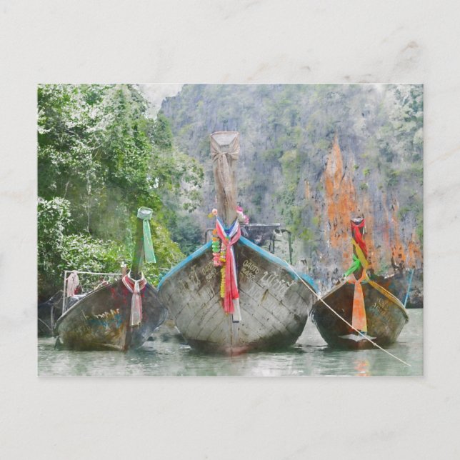Traditional Long Boat in Thailand Postcard (Front)