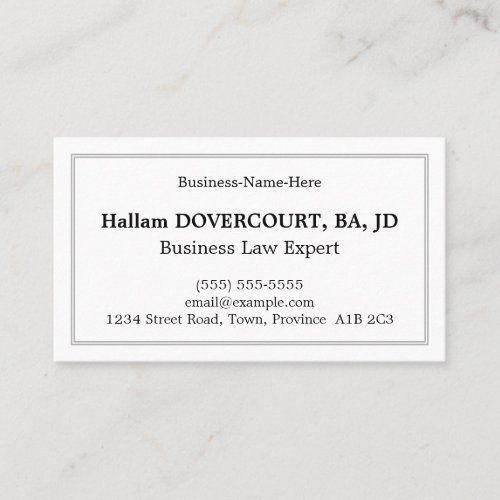 Traditional Look Legal Professional Business Card