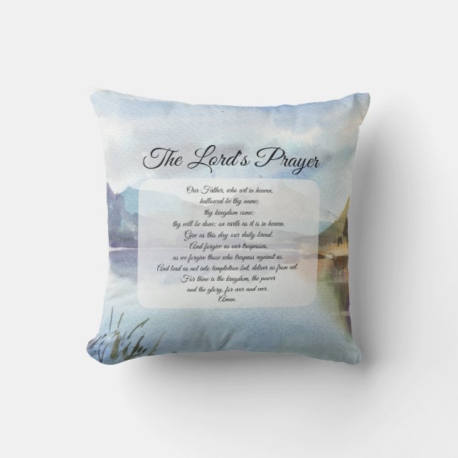 Traditional Lord's Prayer Throw Pillow (Front)
