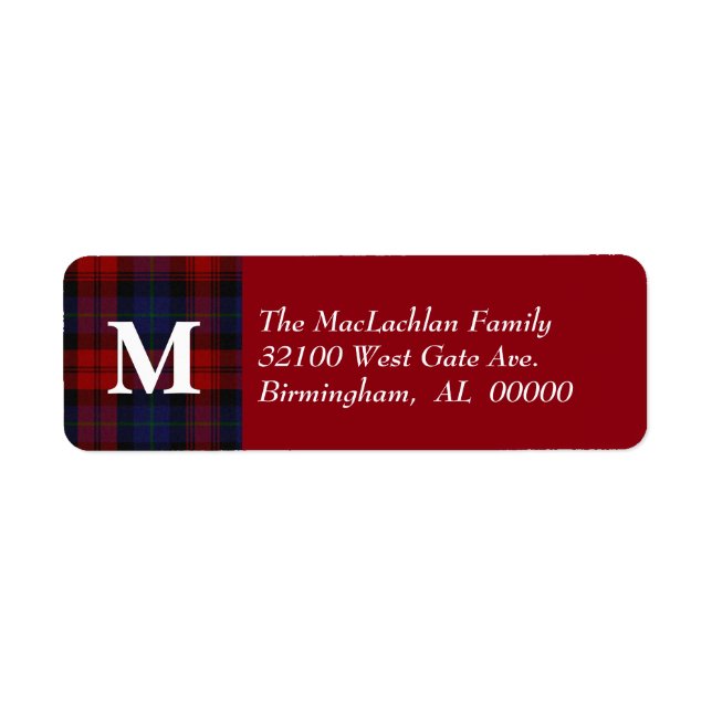 Traditional MacLachlan Tartan Plaid Monogram Label (Front)