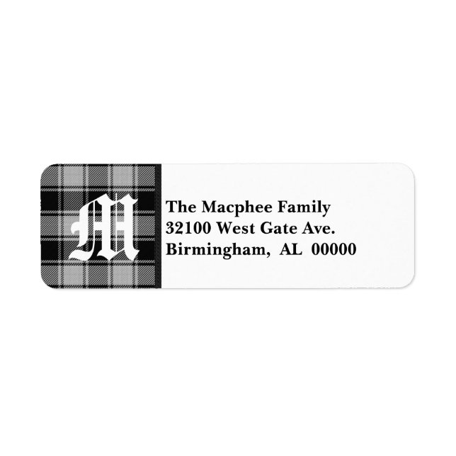 Traditional Macphee Tartan Plaid Monogram Label (Front)