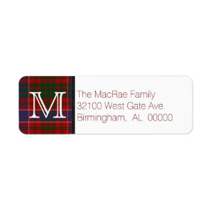 Traditional MacRae Tartan Plaid Monogram Label