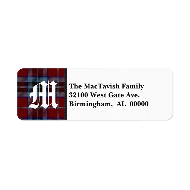 Traditional MacTavish Tartan Plaid Monogram Label (Front)