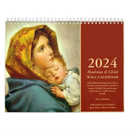 Traditional Madonna and Child Christmas Gift Calendar