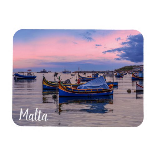 Traditional Maltese boats in Marsaxlokk Magnet