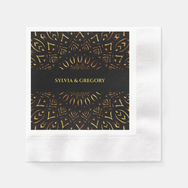 Traditional mandala art deco elegant luxury gold napkins (Front)