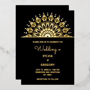 Traditional mandala classic elegant luxury wedding foil invitation