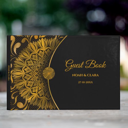 Traditional mandala classic elegant luxury wedding guest book