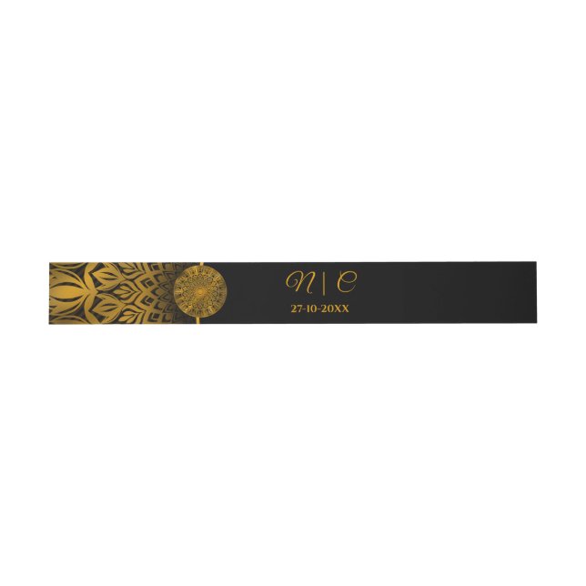 Traditional mandala classic elegant luxury wedding invitation belly band (Flat)